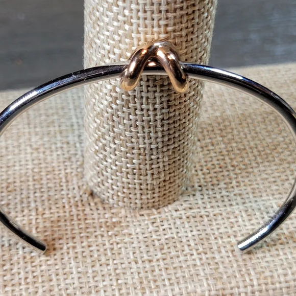 MVMT Stainless Steel Cuff Bracelet with 8K Rose Gold Plated Knot - Picture 8 of 10